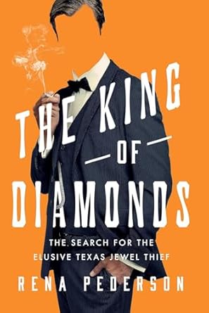 Orange book cover for The King of Diamonds .There is a faceless man in a nice suit, smoking..